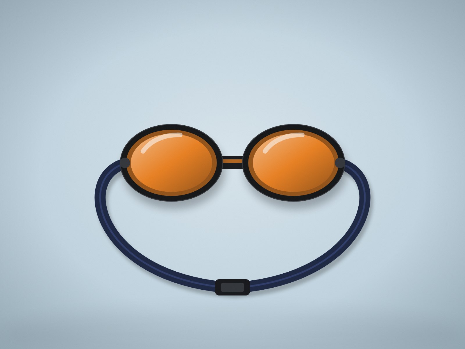 Orange swimming goggles